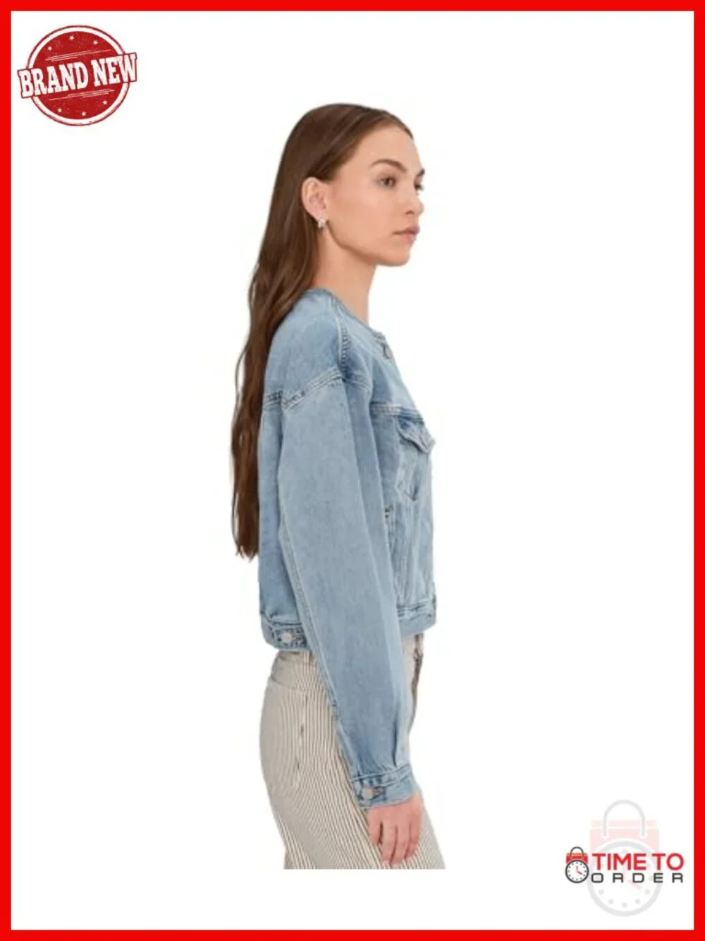Collarless Shrunken 90s Trucker Jacket